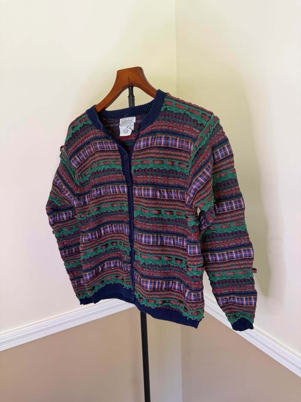Vintage Gallagher Colorful Striped Cardigan Sweater